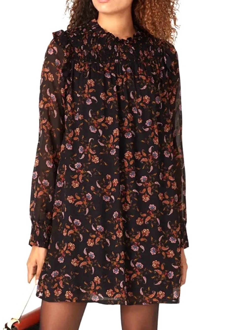 Sanctuary Black Dress with Rust and Dusty Pink Floral Women’s size 10
